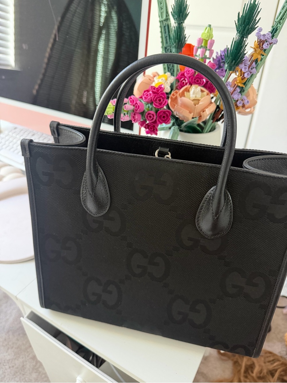 Gucci Monogram GG Jumbo Textured Tote - Picture 9 of 11